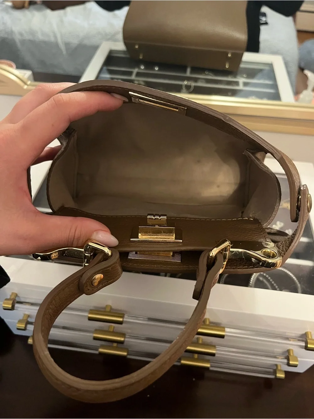 Structured Top-Handle Satchel in Brown